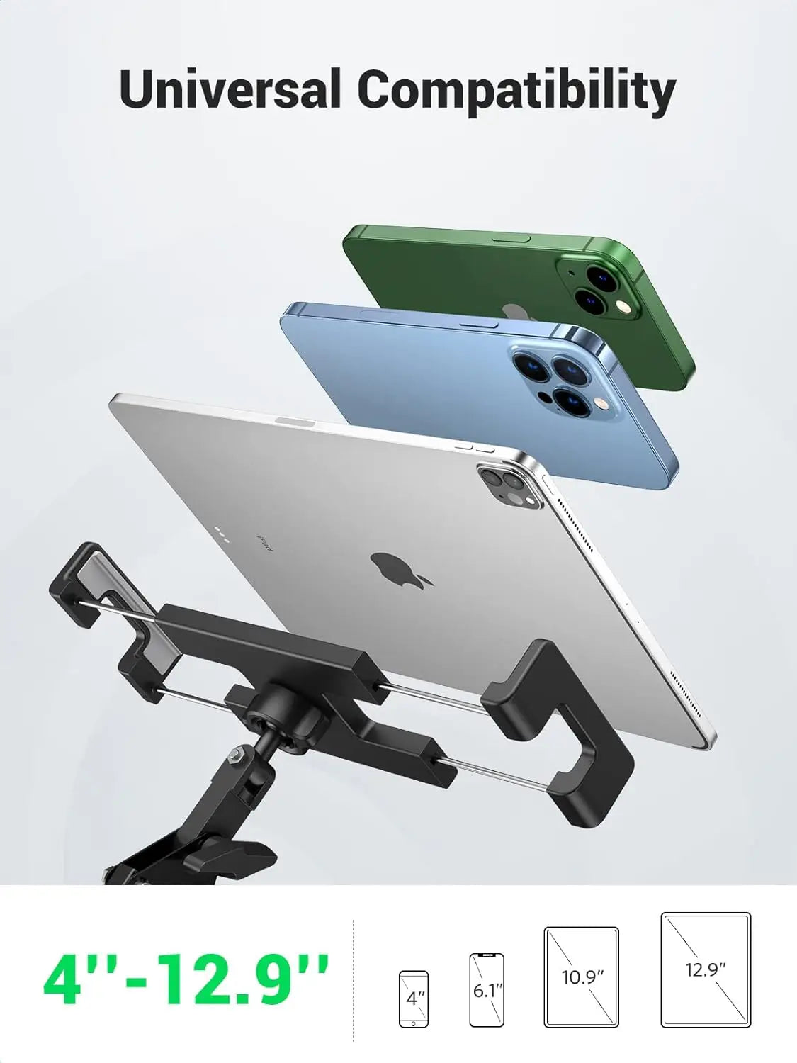 UGREEN Gooseneck Tablet Holder Long Aluminum Arm Adjustable Phone Stand Sturdy Clamp Flexible Mount for Bed Compatible