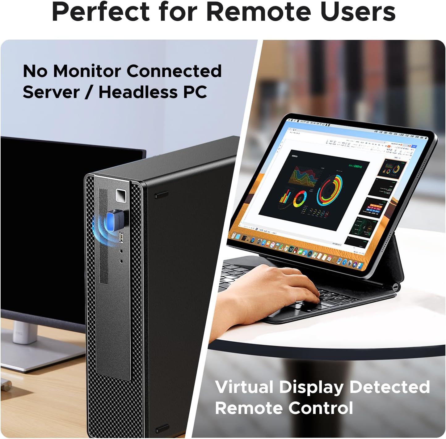 UGREEN HDMI Dummy Plug 4K@60Hz 2K@60Hz 1080P@120Hz EDID Emulator Virtual Monitor Headless Adapter for Remote PC