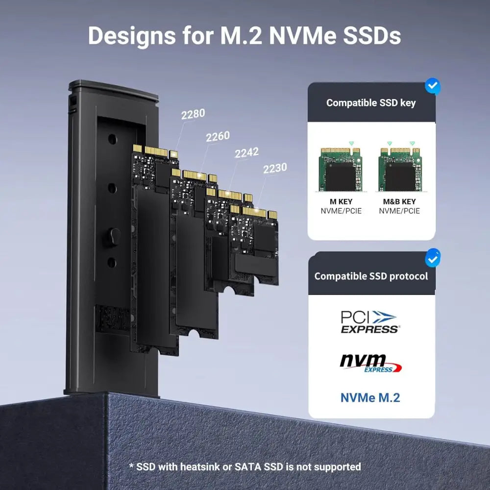 UGREEN M.2 NVMe SSD Enclosure Adapter 10Gbps USB C 3.2 Gen2 Tool-Free External Reader Supports M and B&M Keys Size