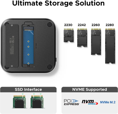 UGREEN Mac mini M4 Dock 11-in-1 USB C Hub with 8TB M.2 NVMe Enclosure 10Gbps 5X USB-A and 2X Type Data Ports SD/TF Card
