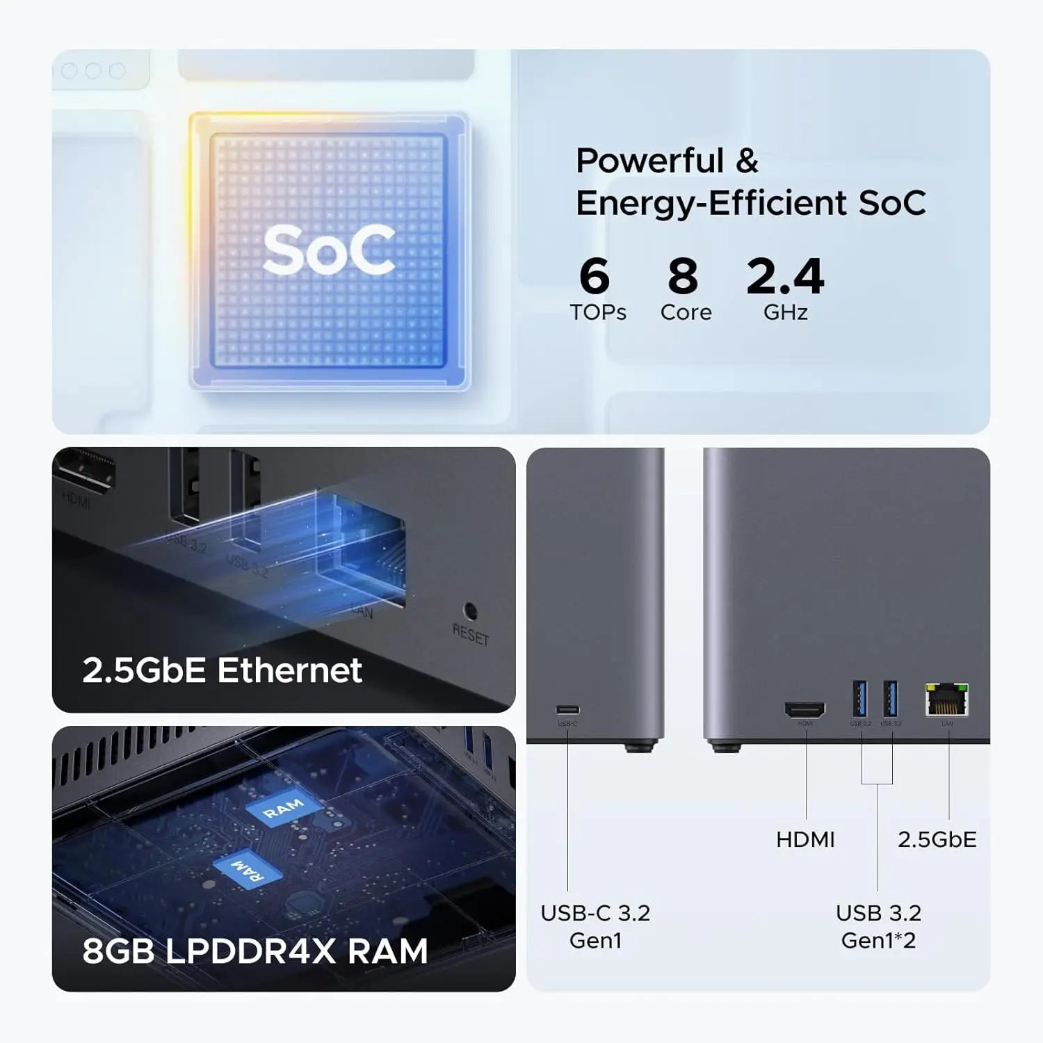 UGREEN NASync DH4300 Plus 4-Bay Desktop NAS Support Capacity 128TB (Diskless) Remote Access AI Photo Album Beginner