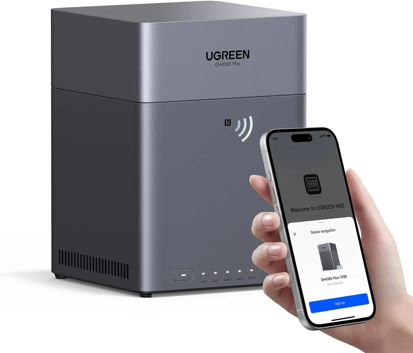 UGREEN NASync DH4300 Plus 4-Bay Desktop NAS Support Capacity 128TB (Diskless) Remote Access AI Photo Album Beginner