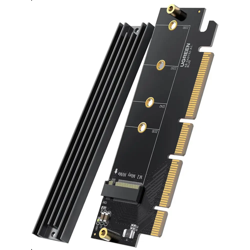 UGREEN NVMe PCIe Adapter M.2 SSD to 4.0 X16/X8/X4 Card with Heat Sink for M-Key and M&B-Key 2280/2260/2242/2230