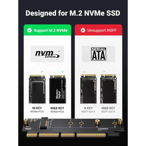 UGREEN NVMe PCIe Adapter M.2 SSD to 4.0 X16/X8/X4 Card with Heat Sink for M-Key and M&B-Key 2280/2260/2242/2230