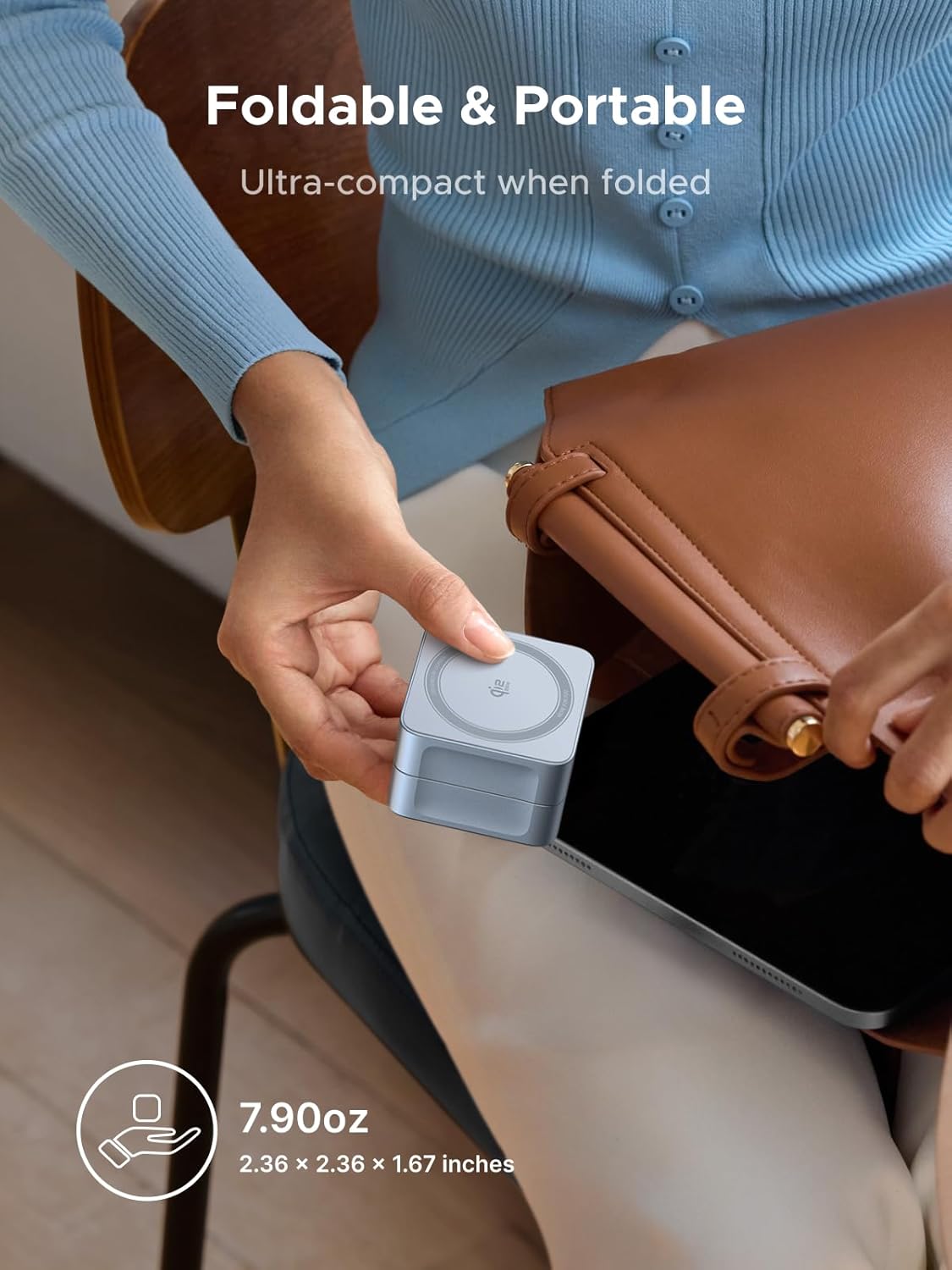 UGREEN Qi2 25W MagFlow 2-in-1 Magnetic Wireless Charger MagSafe Compatible 70° Adjustable and Travel-Friendly