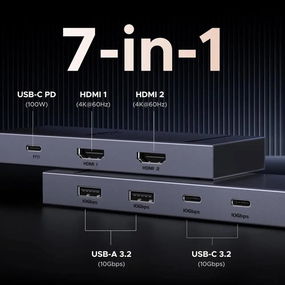 UGREEN Revodok Pro 207 USB C Docking Station Dual Monitor 7-in-1 Dock with 4K@60Hz HDMI 10Gbps 2 Type and A Data Ports