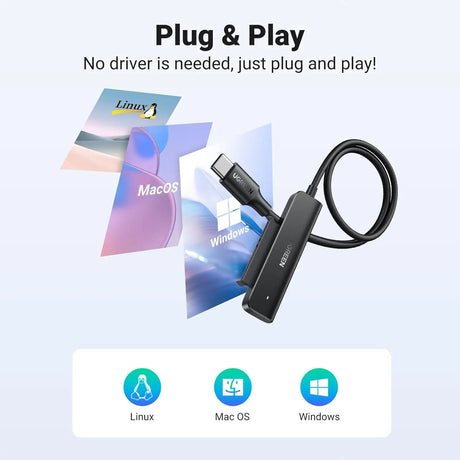 UGREEN SATA III to USB C Adapter Cable for 2.5’’ SSD and HDD Hard Drive Connector 5Gbps Support UASP Thunderbolt 3