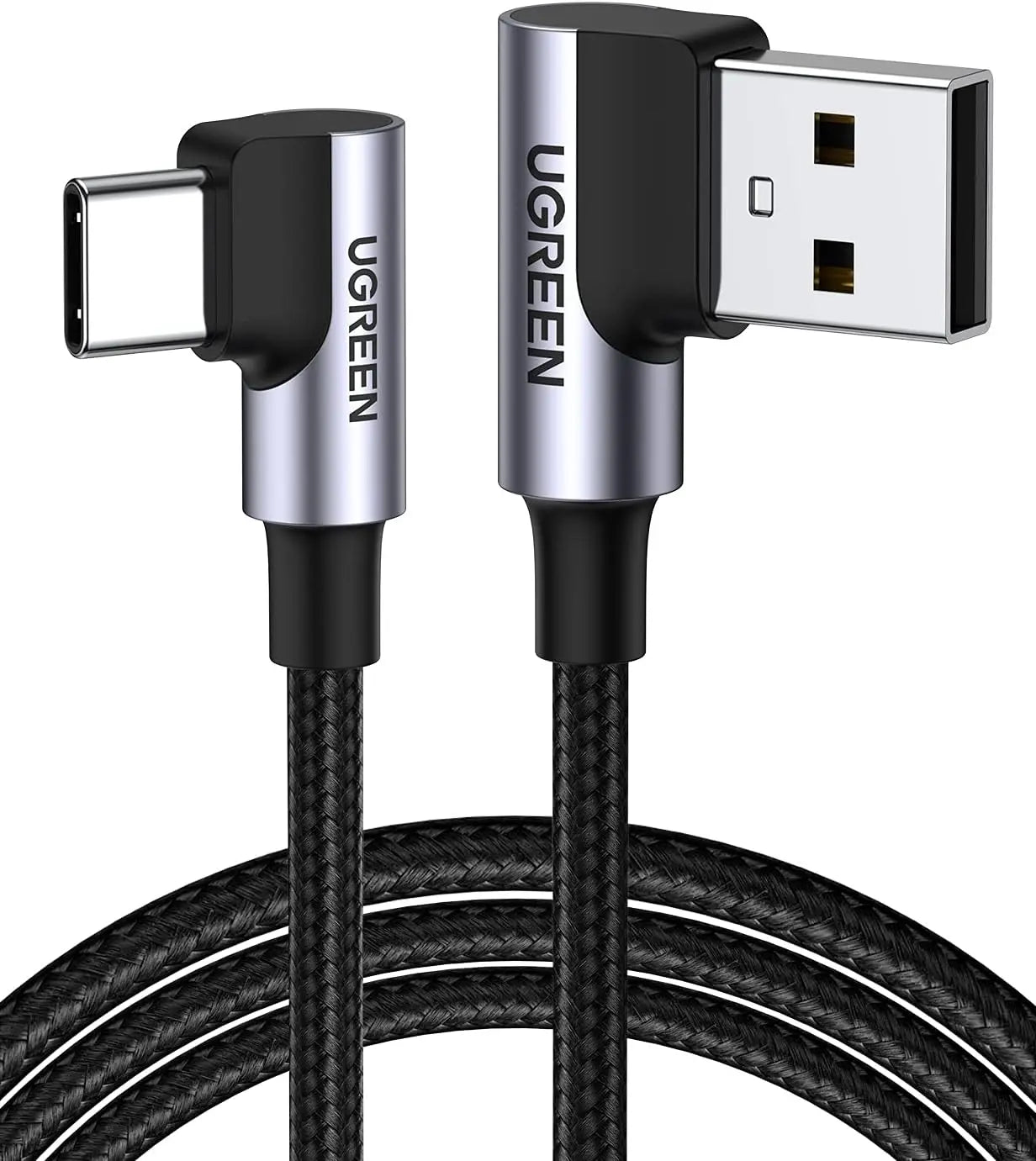 UGREEN USB A to C Right Angle Cable 90 Degree Type Cord Fast Charger Compatible with iPhone 17 Pro Max/16/15 Galaxy S25