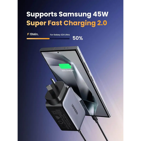 UGREEN USB C Charger 65W Nexode 3 Ports GaN II Fast Charging Block PD3.0 Compact Power Adapter AU Plug for MacBook Pro