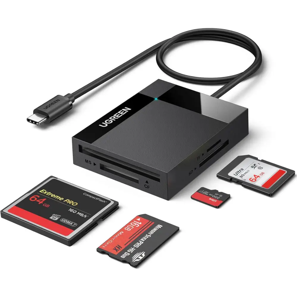 UGREEN USB C SD 4-in-1 External Memory Card Reader for Micro TF MS Stick CF Compact Flash Camera Adaptor Compatible