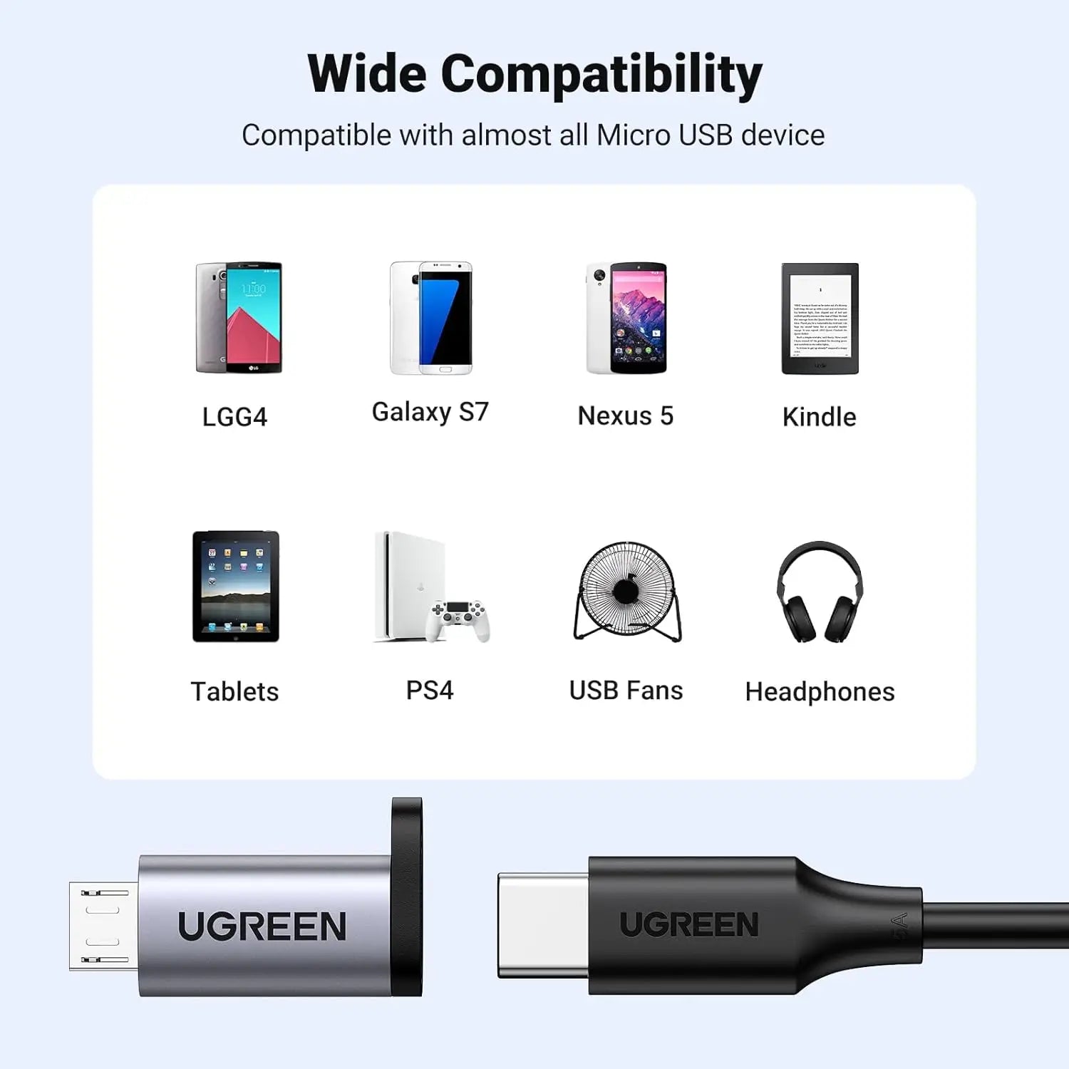 UGREEN USB C to Micro Adapter 2 Pack Type Female Male Charger Converter Connector Compatible with Galaxy S7 Edge S6 S4