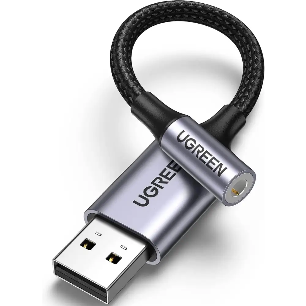 UGREEN USB to 3.5mm Audio Jack A Sound Card Adapter Support Mic TRRS Headphone DAC Chip Aux Nylon Braided Cable