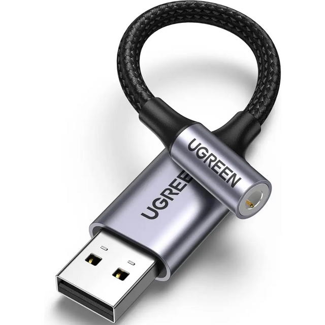 UGREEN USB to 3.5mm Audio Jack A Sound Card Adapter Support Mic TRRS Headphone DAC Chip Aux Nylon Braided Cable