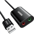 UGREEN USB to Audio Jack Sound Card Adapter with Dual TRS 3-Pole 3.5mm Headphone and Microphone Aux External Converter