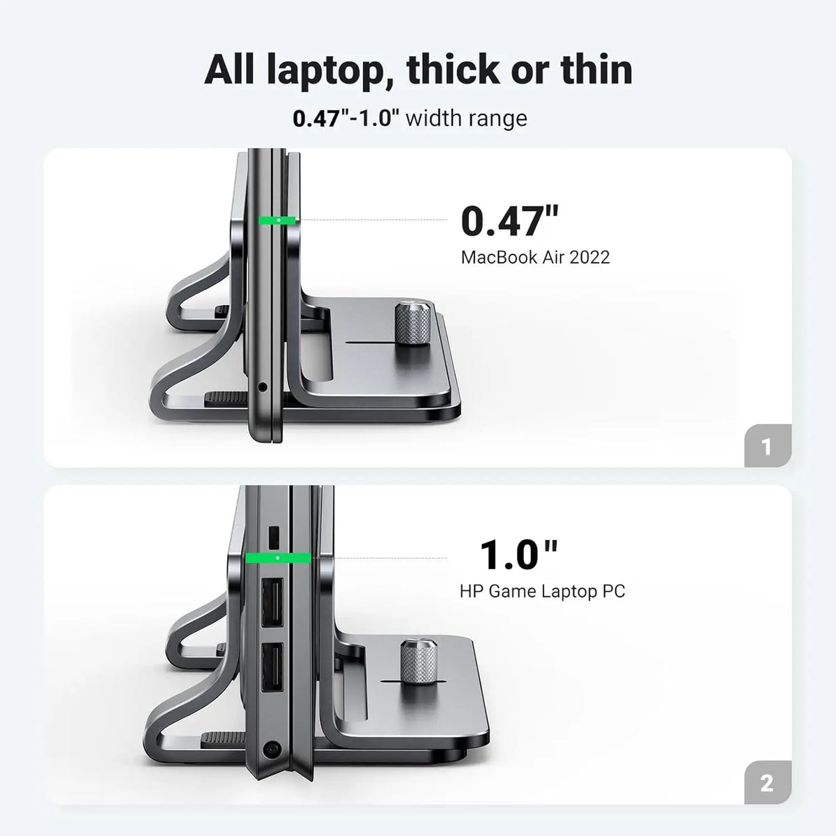 UGREEN Vertical Laptop Stand Holder for Desk Adjustable Aluminum Dock Compatible with MacBook Surface Book Chromebook