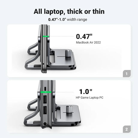 UGREEN Vertical Laptop Stand Holder for Desk Adjustable Aluminum Dock Compatible with MacBook Surface Book Chromebook