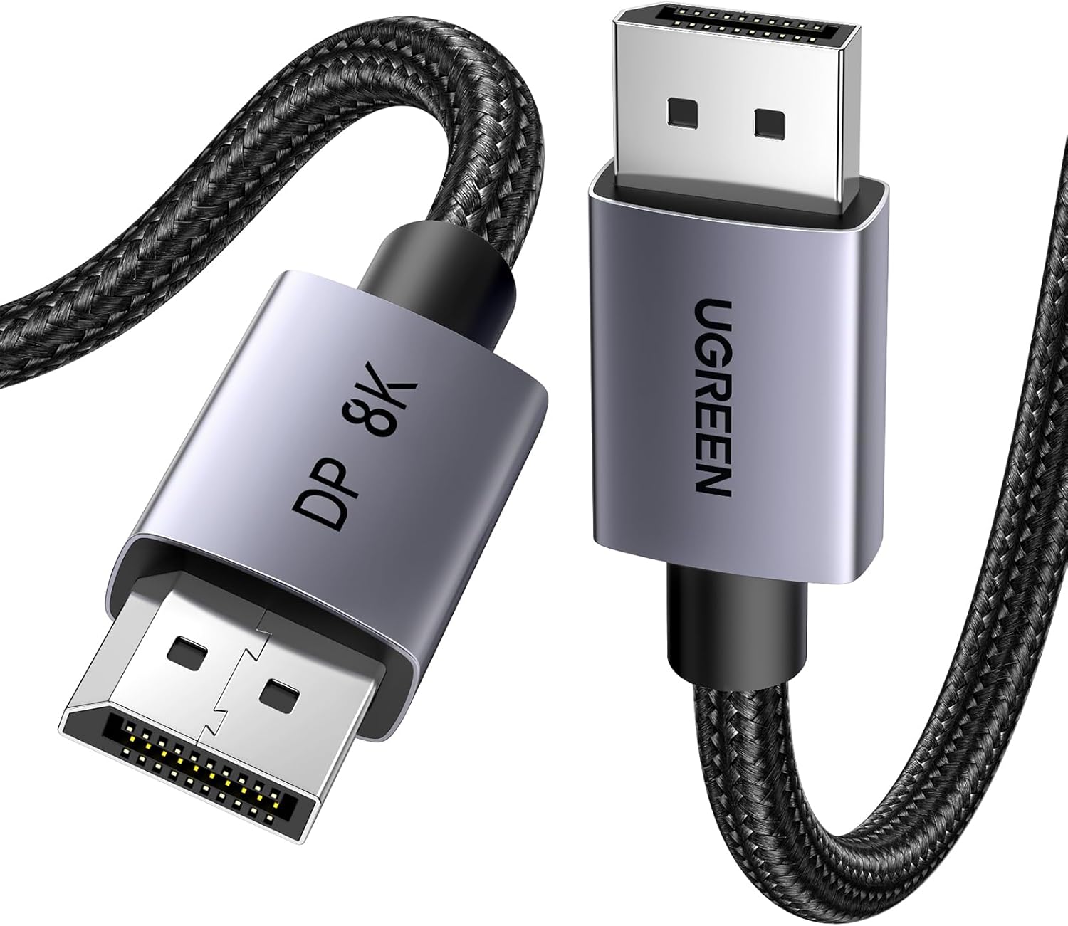 UGREEN VESA Certified DisplayPort 1.4 Cable 2M Aluminum 8K@60Hz 4K@240Hz Support 32.4Gbps HDR FreeSync G-Sync Braided