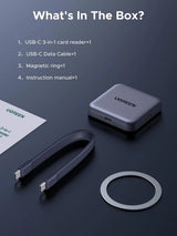 UGRREN Magnetic SD 4.0 Card Reader 312MB/S Read Rate USB C External Memory with 100W PD for SD/SDXC/SDHC/Micro
