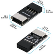 USB 2.0 Internal Header (9-Pin) to 3.1/3.2 Type-C (20-Pin) A-Key Front Panel 180 Degrees Adapter Extend Type E Ports PCs