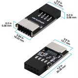 USB 2.0 Internal Header (9-Pin) to 3.1/3.2 Type-C (20-Pin) A-Key Front Panel 180 Degrees Adapter Extend Type E Ports PCs