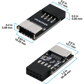 USB 2.0 Internal Header (9-Pin) to 3.1/3.2 Type-C (20-Pin) A-Key Front Panel 180 Degrees Adapter Extend Type E Ports PCs