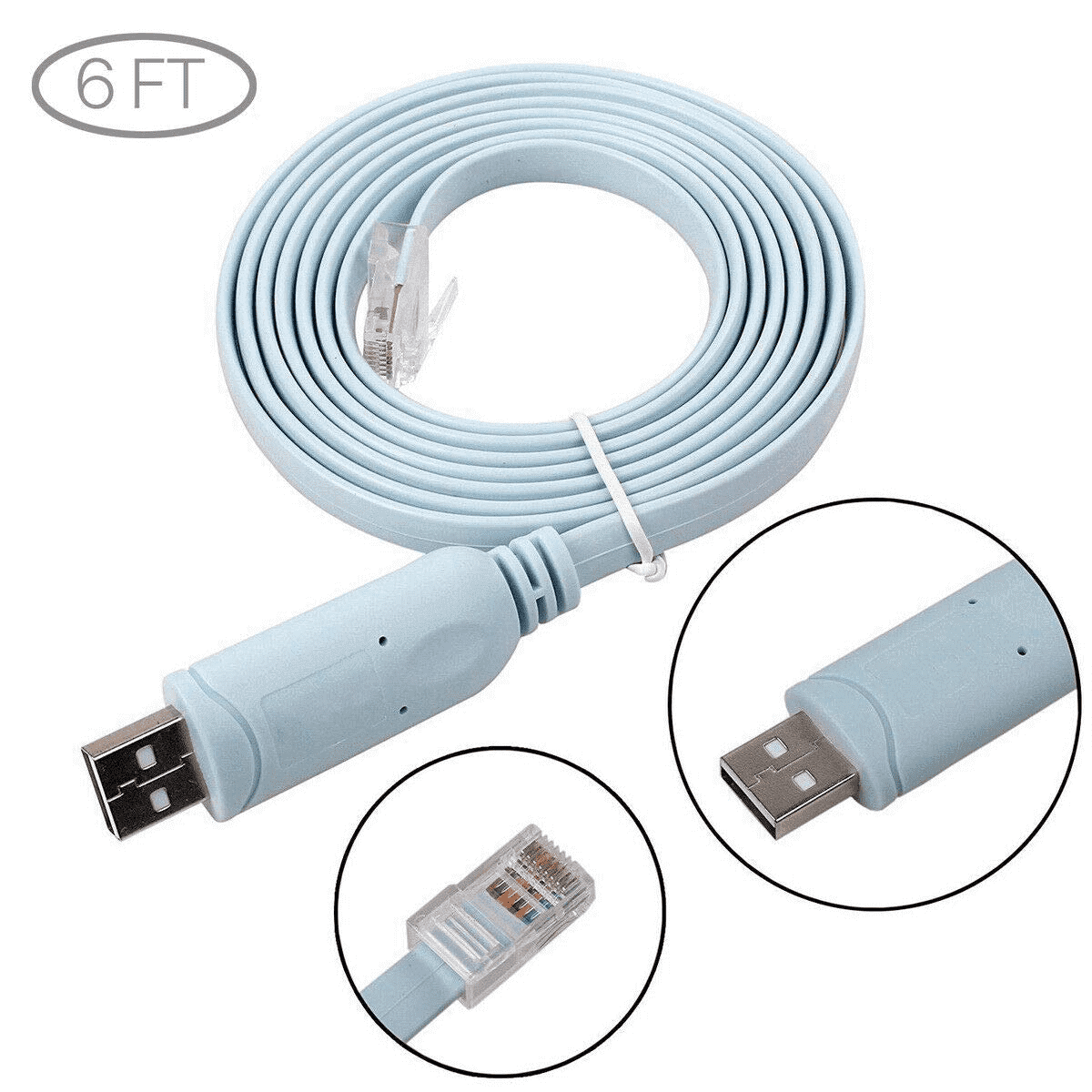 USB Console Cable USB to RJ45 Cable Essential Accesory of Cisco, NETGEAR, Ubiquity, LINKSYS, TP-Link Routers/Switches for Laptops in Windows, Mac, Linux (Blue)consumables