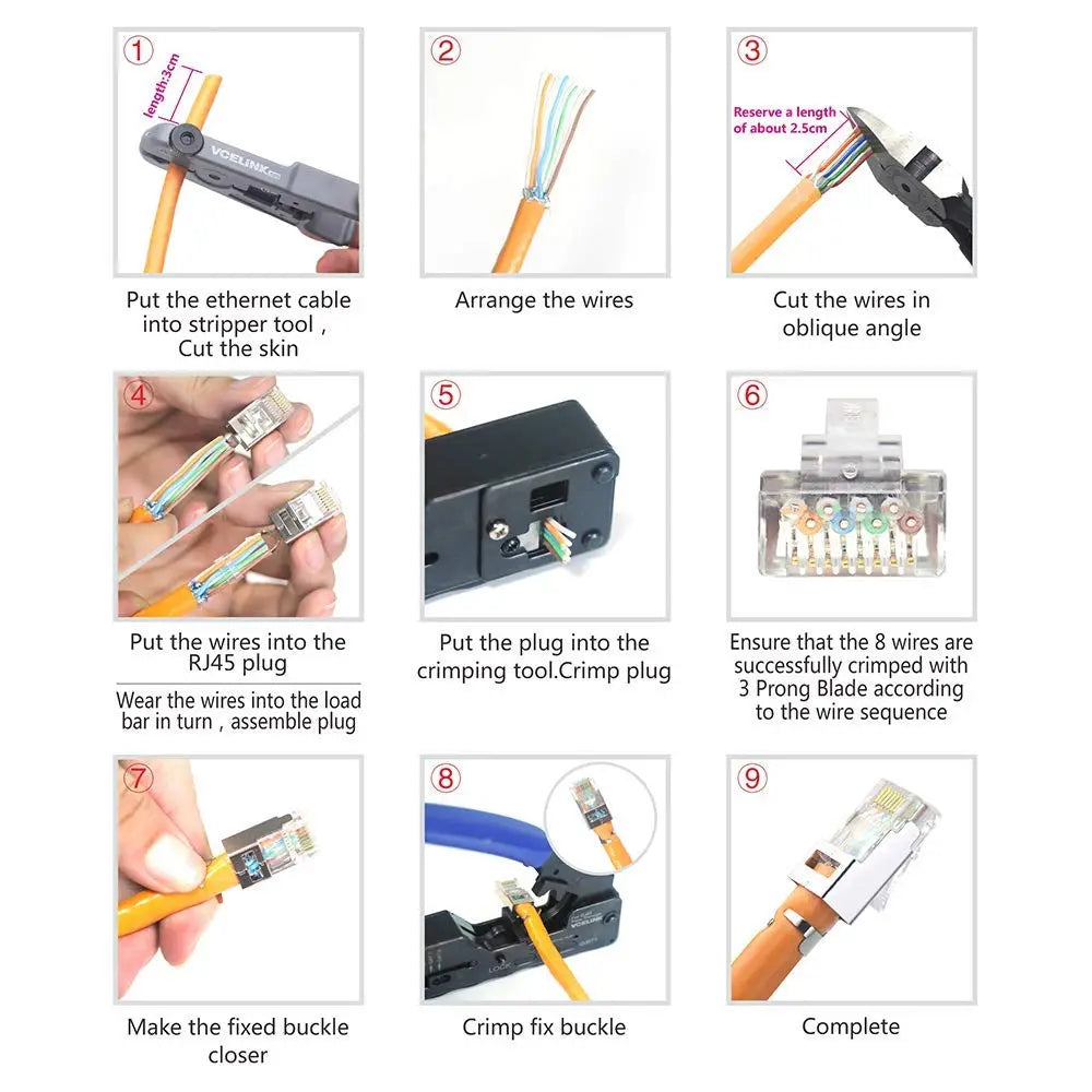 VCELINK (30-Pack) Cat7 Cat6A Pass Through RJ45 Connector UL-Listed