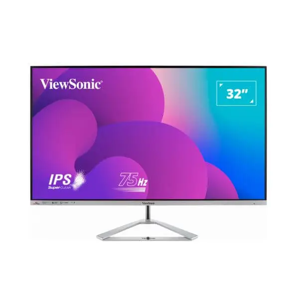 ViewSonic 32” Office Professional Stylish & Ultra Thin bezel SuperClear IPS 4ms FHD HDMI DP VGA Speakers Low Energy 26w
