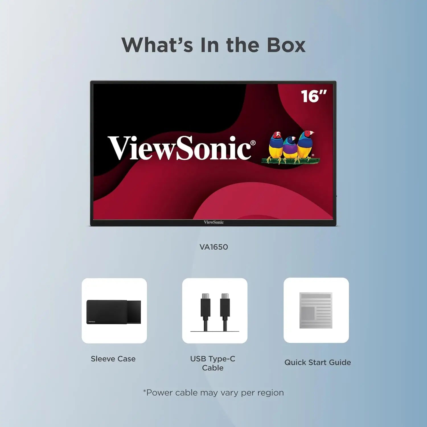 ViewSonic VA1650 15.6’’ Portable Monitor 1080P Lightweight USB-C HDMI Tilt Ergonomics Second Computer Gaming Display