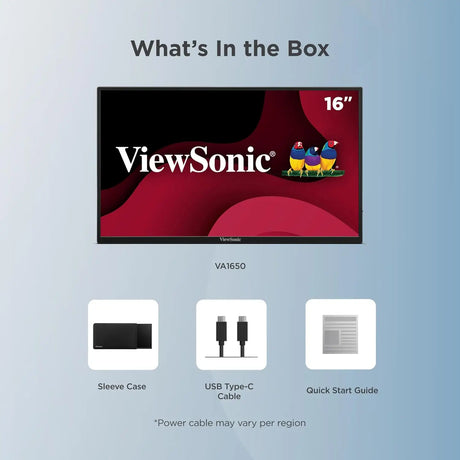 ViewSonic VA1650 15.6’’ Portable Monitor 1080P Lightweight USB-C HDMI Tilt Ergonomics Second Computer Gaming Display