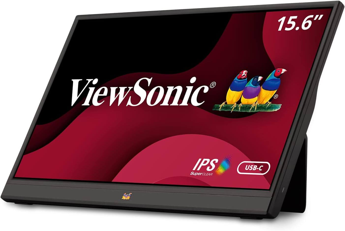 ViewSonic VA1655 portable 15.6 inch FHD monitor with USB-C and mini HDMI, perfect for mobile work and play.