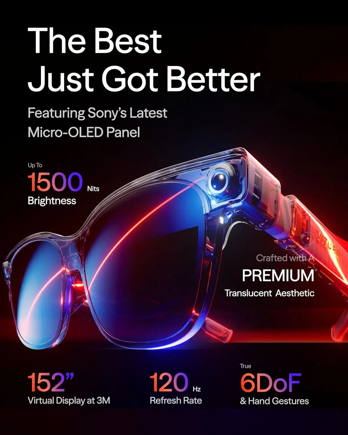 VITURE Luma Ultra XR/AR Glasses 152’’ Sharp Display,1500 Nits 6DoF