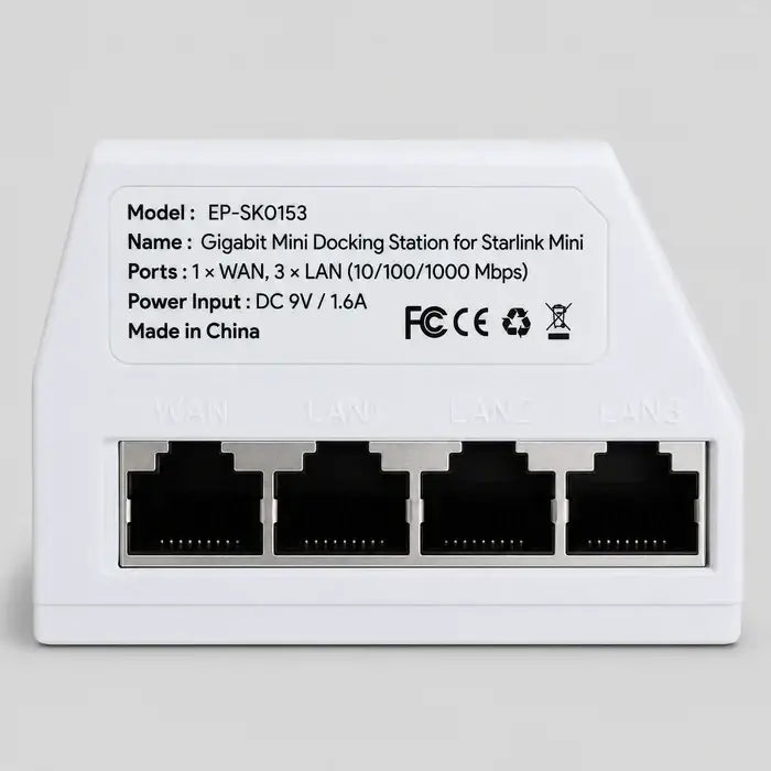 Wall Dock for Starlink Router Mini - Mountable 3 LAN Outputs & 1 WAN Input