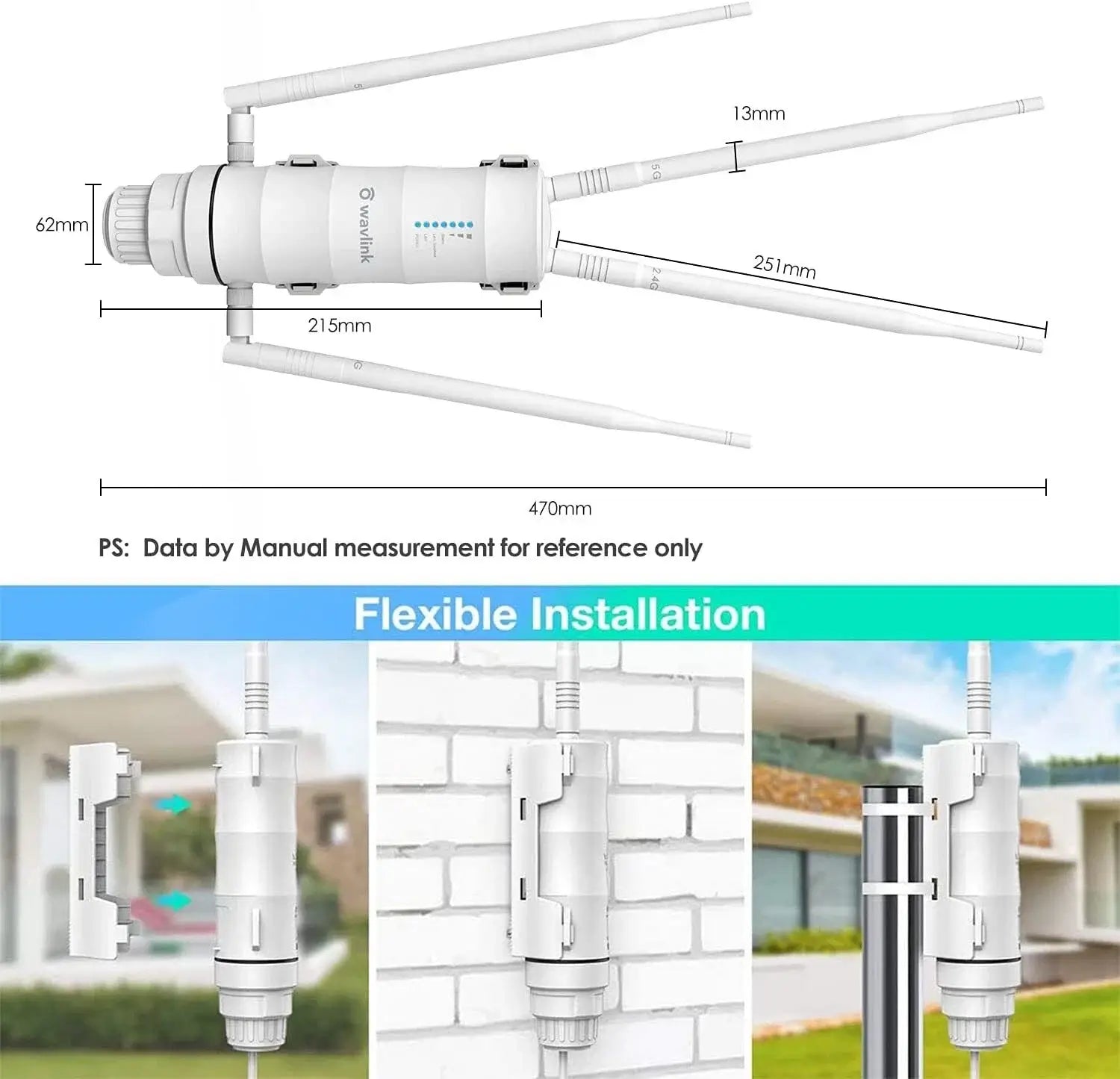 WAVLINK Aerial HD4 AC1200 Dual Band Long Range Outdoor WiFi Extender Router