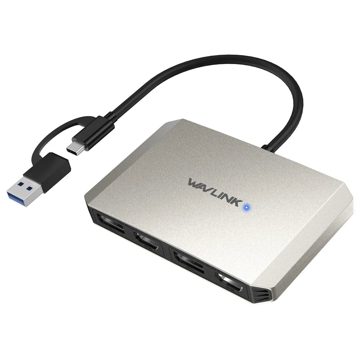 WAVLINK DisplayLink USB 3.0 or C to DisplayPort HDMI Adapter Dual 5K/4K@60Hz 4IN1 Monitor Hub for Dell HP Surface