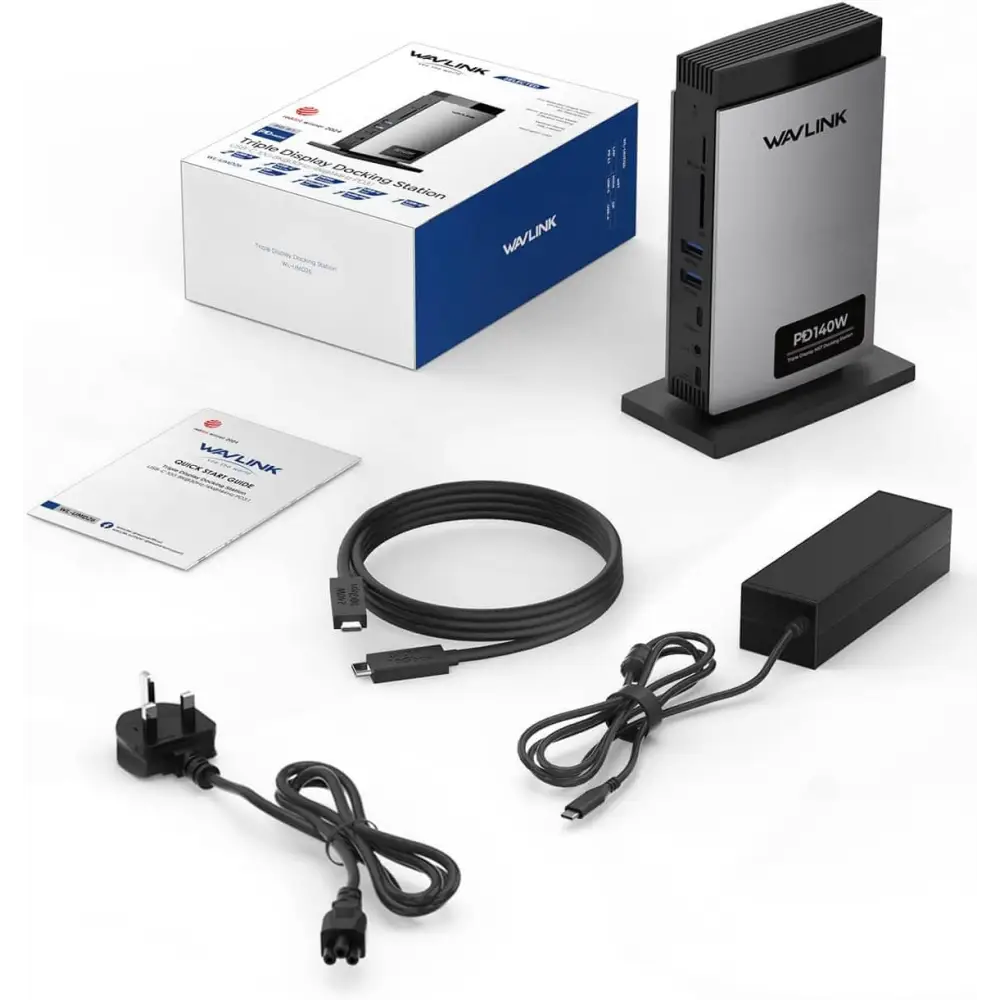 WAVLINK Docking Station 3 Monitors(Max Resolution: Single 8K or Triple 4K) 11-in-1 USB C with 125W PD3.1 Pass-Through &