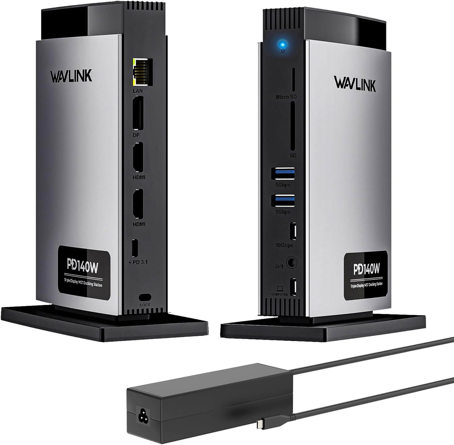 WAVLINK Laptop Docking Station 3 Monitors(Max Resolution: Single 8K or Triple 4K) 11-in-1 USB C Docking Station