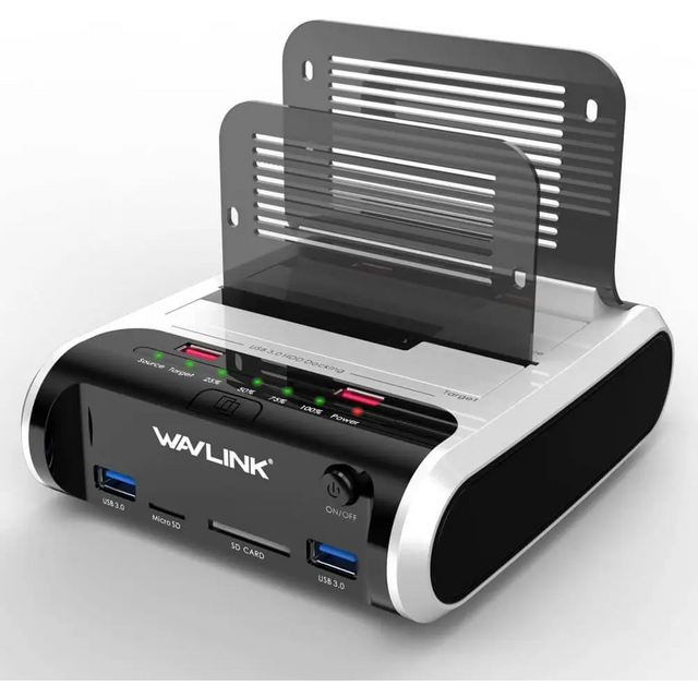 WAVLINK USB 3.0 to SATA Dual Bay Hard Drive Docking Station with Offline Clone Function for 2.5’’/3.5’’ HDD SSD Support