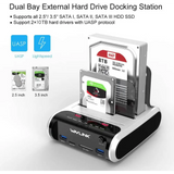 WAVLINK USB 3.0 to SATA Dual Bay Hard Drive Docking Station with Offline Clone Function for 2.5’’/3.5’’ HDD SSD Support
