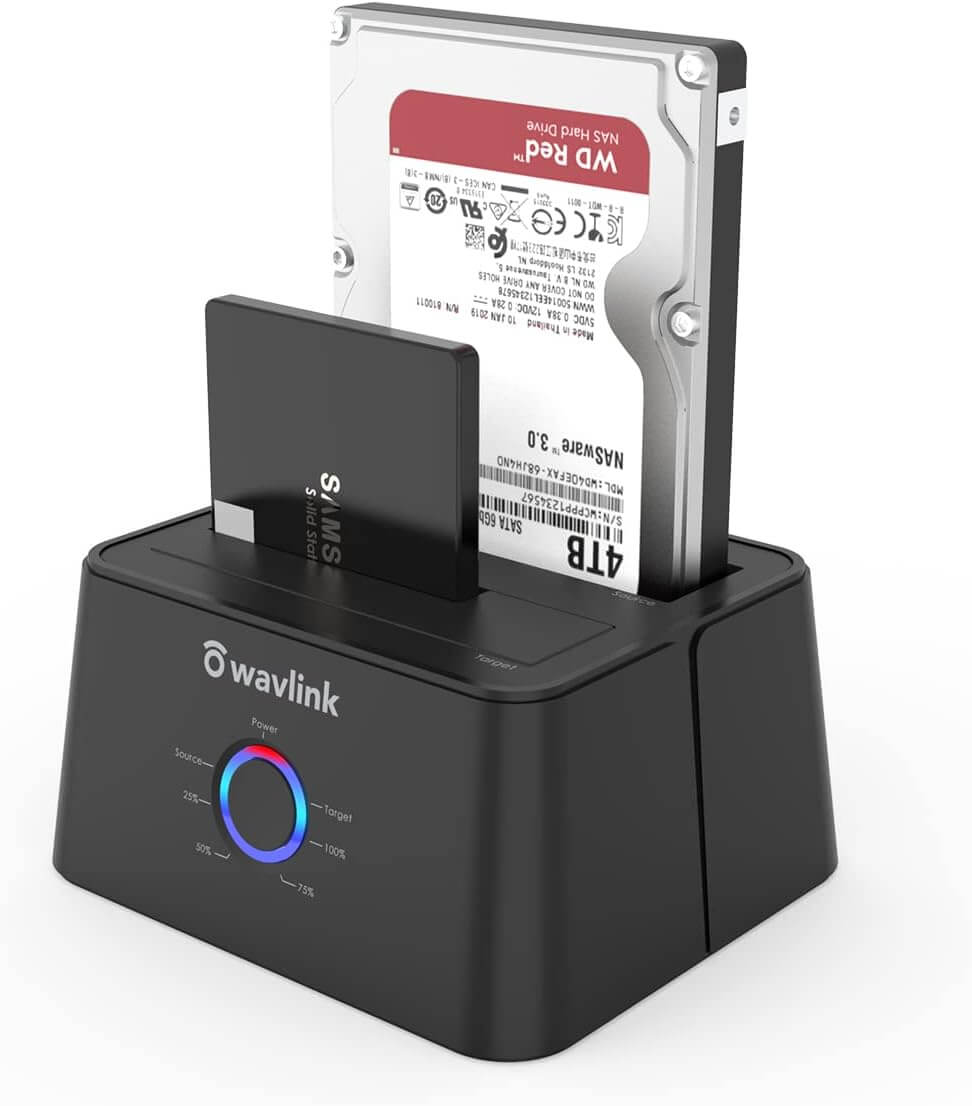 Wavlink USB C or USB 3.0 to SATA Dual Bay External Hard Drive Docking Station for all 2.5/3.5 Inch SATAⅠ/Ⅱ/ⅢSSD HDD