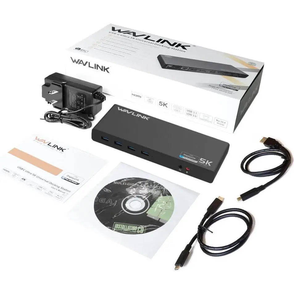 WAVLINK USB C/USB 3.0 Universal Docking Station Single 5K Dual 4K Display 2xHDMI 2xDisplayport 6xUSB3.0 USB-C Gigabit