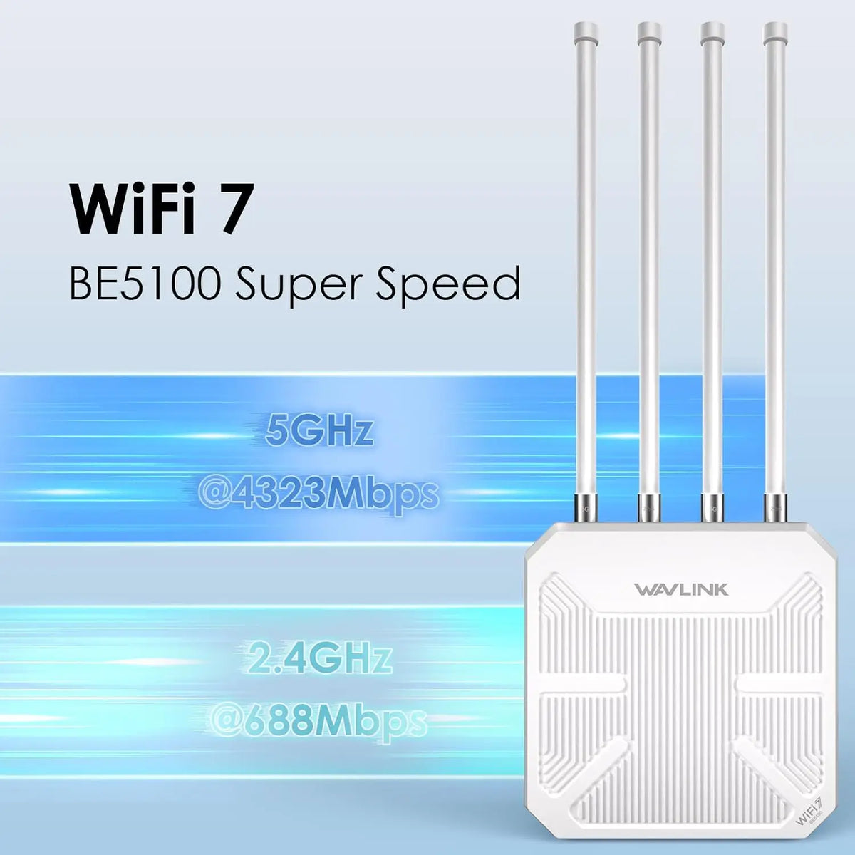 WAVLINK WiFi 7 BE5100 Outdoor Extender Dual Band Long-Range Repeater| Access Point| Mesh Router POE Powered IP67