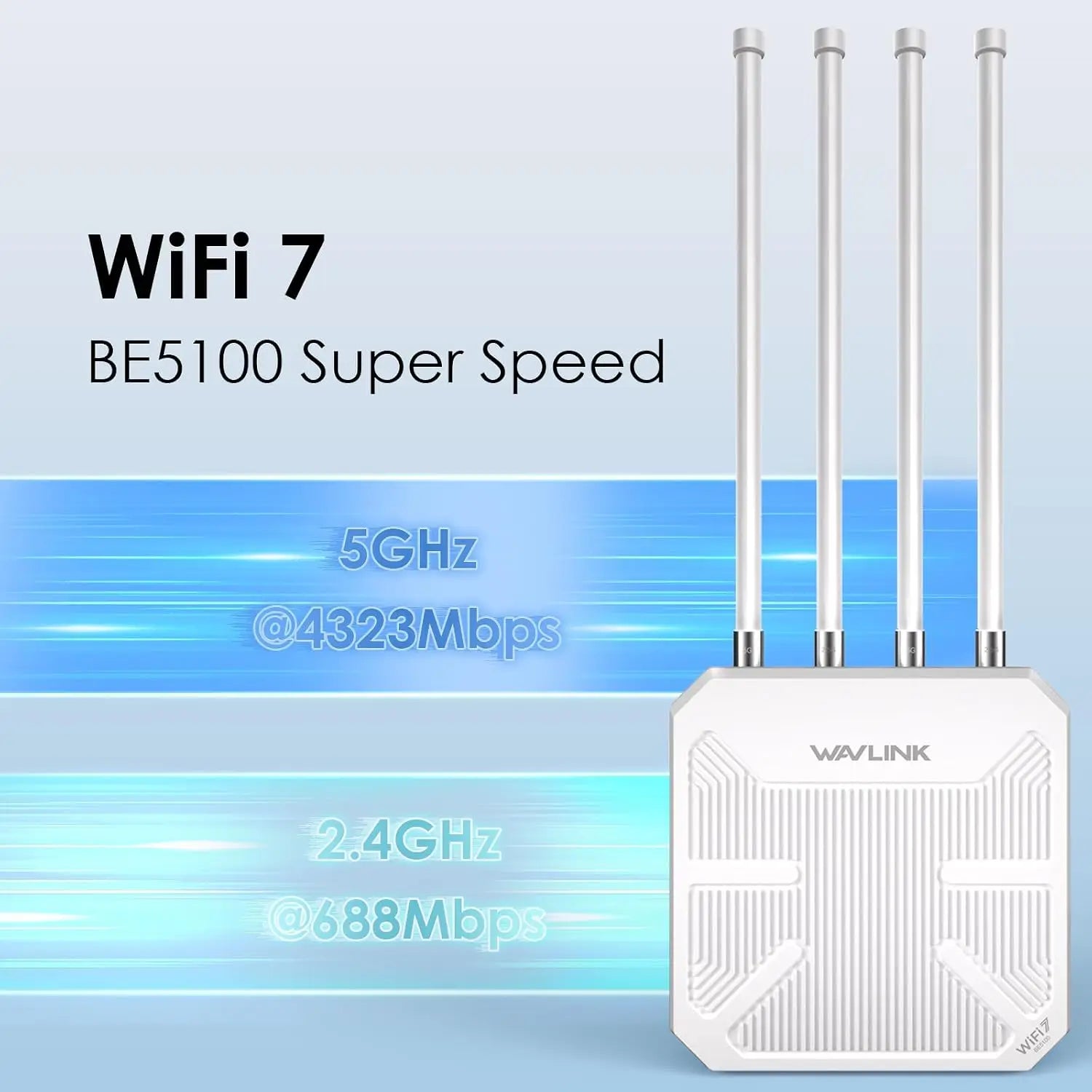 WAVLINK WiFi 7 BE5100 Outdoor Extender Dual Band Long-Range Repeater| Access Point| Mesh Router POE Powered IP67
