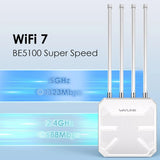 WAVLINK WiFi 7 BE5100 Outdoor Extender Dual Band Long-Range Repeater| Access Point| Mesh Router POE Powered IP67