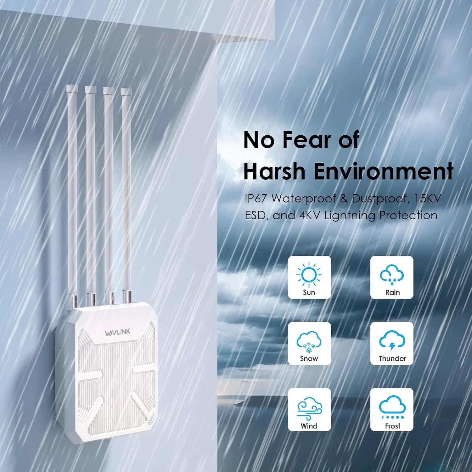 WAVLINK WiFi 7 BE5100 Outdoor Extender Dual Band Long-Range Repeater| Access Point| Mesh Router POE Powered IP67