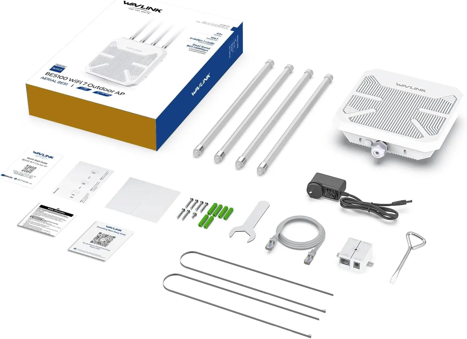WAVLINK WiFi 7 BE5100 Outdoor Extender Dual Band Long-Range Repeater| Access Point| Mesh Router POE Powered IP67