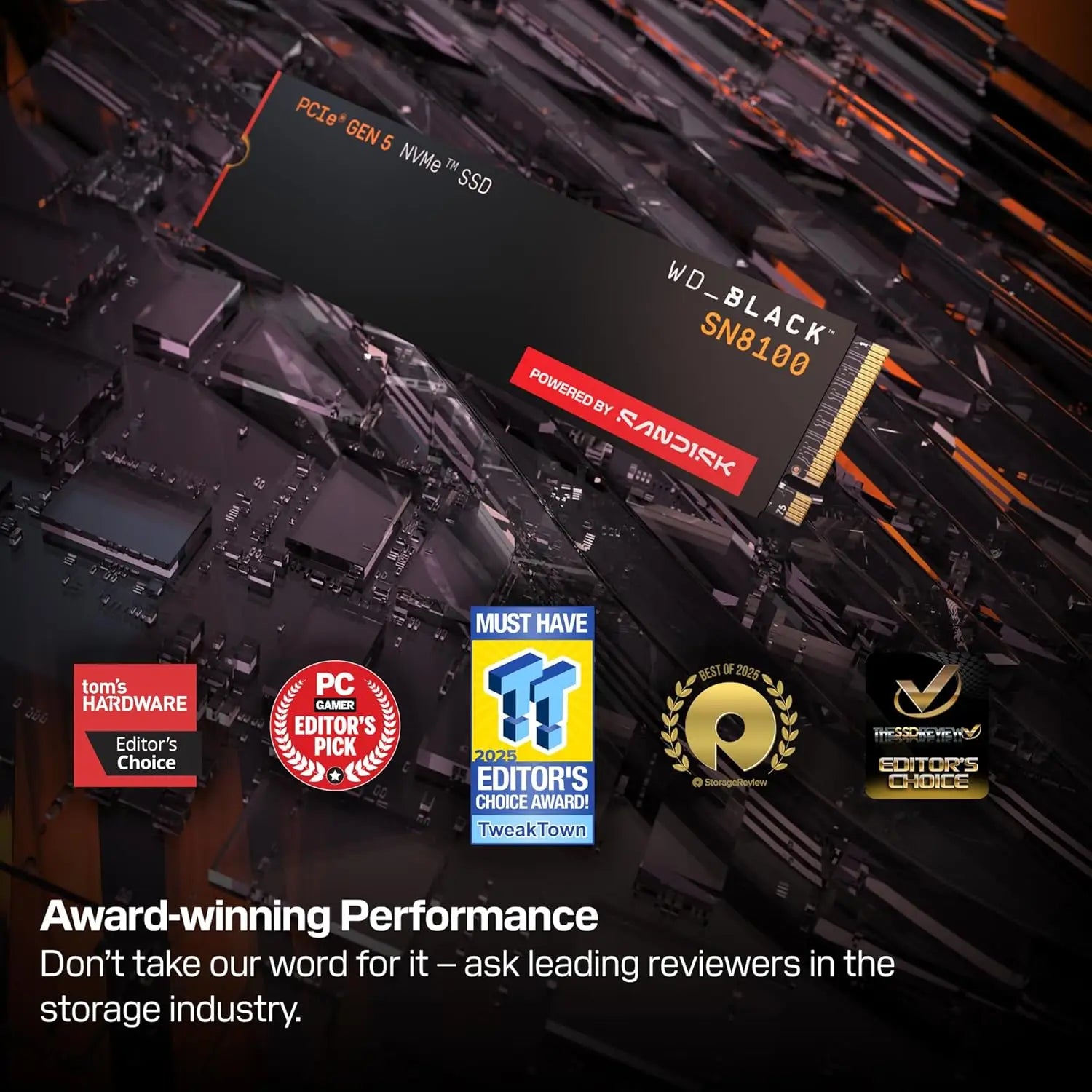 WD_Black 1TB SN8100 NVMe SSD Internal Solid State Drive - Gen 5 PCIe 5.0x4 M.2 2280 Seq. Read Speeds Up to 14,900 MB/s