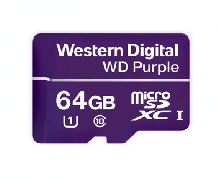 WD Purple 64 GB microSDXC; flash Storage Capacity: 64 GB Camera, Laptop, Mobile SD card