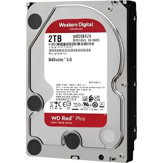 Western Digital 2TB WD Red Plus NAS Hard Drive 3.5-Inch -Transfer Rate up to 215MB/s -5640 RPM -Cache Size 512MB