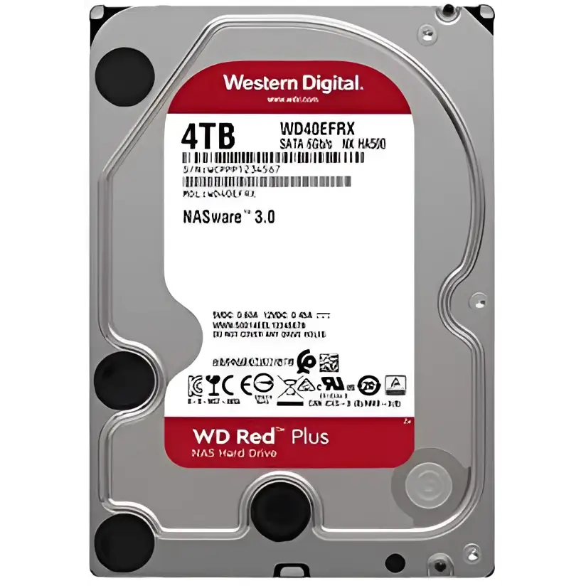 Western Digital WD Red Plus 4TB 3.5’’ NAS HDD SATA III Hard Drive 5400 RPM 256MB Cache 180MB/S 1mil Hours MTBF